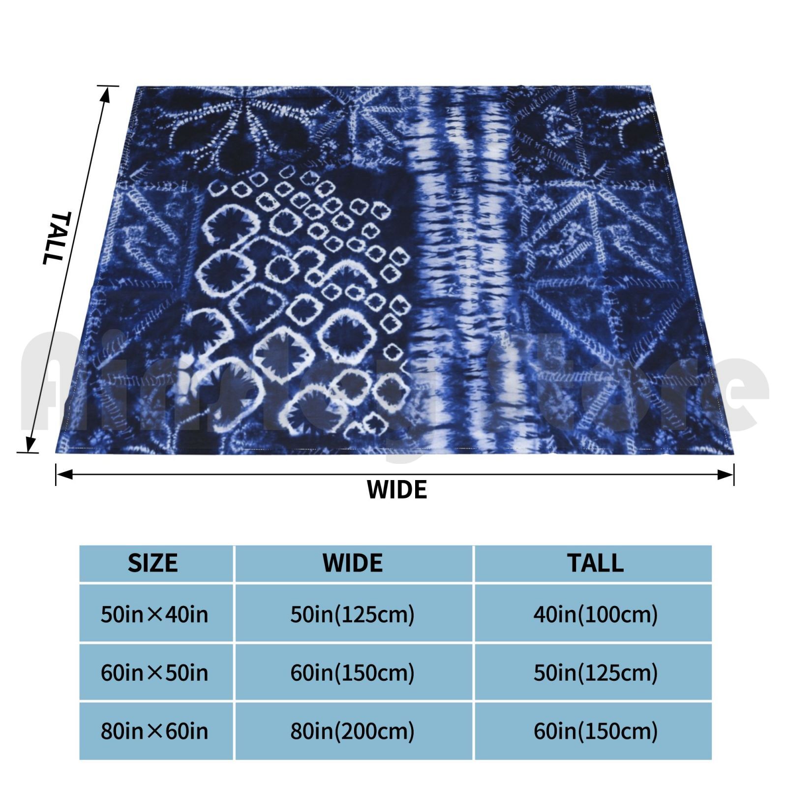 Blanket Deep Sea Blue Shibori  - Shibori Tie Dye review and price