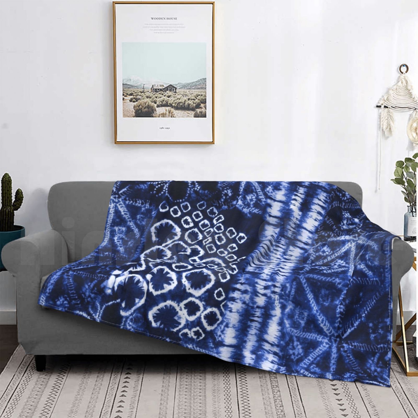 Blanket Deep Sea Blue Shibori  - Shibori Tie Dye review and price