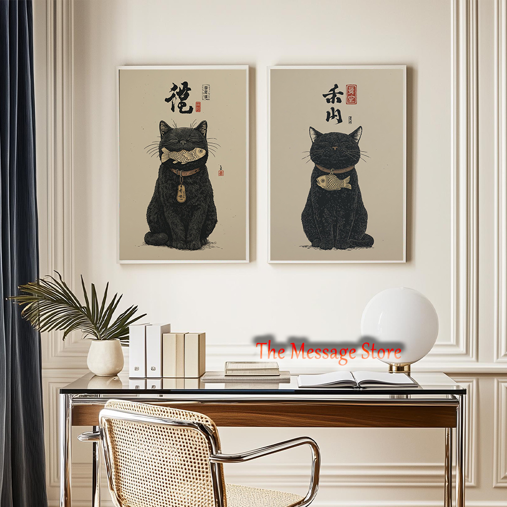 Black Lucky Cat Ukiyo-e Japane - Japanese Lifestyle And Traditions review and price