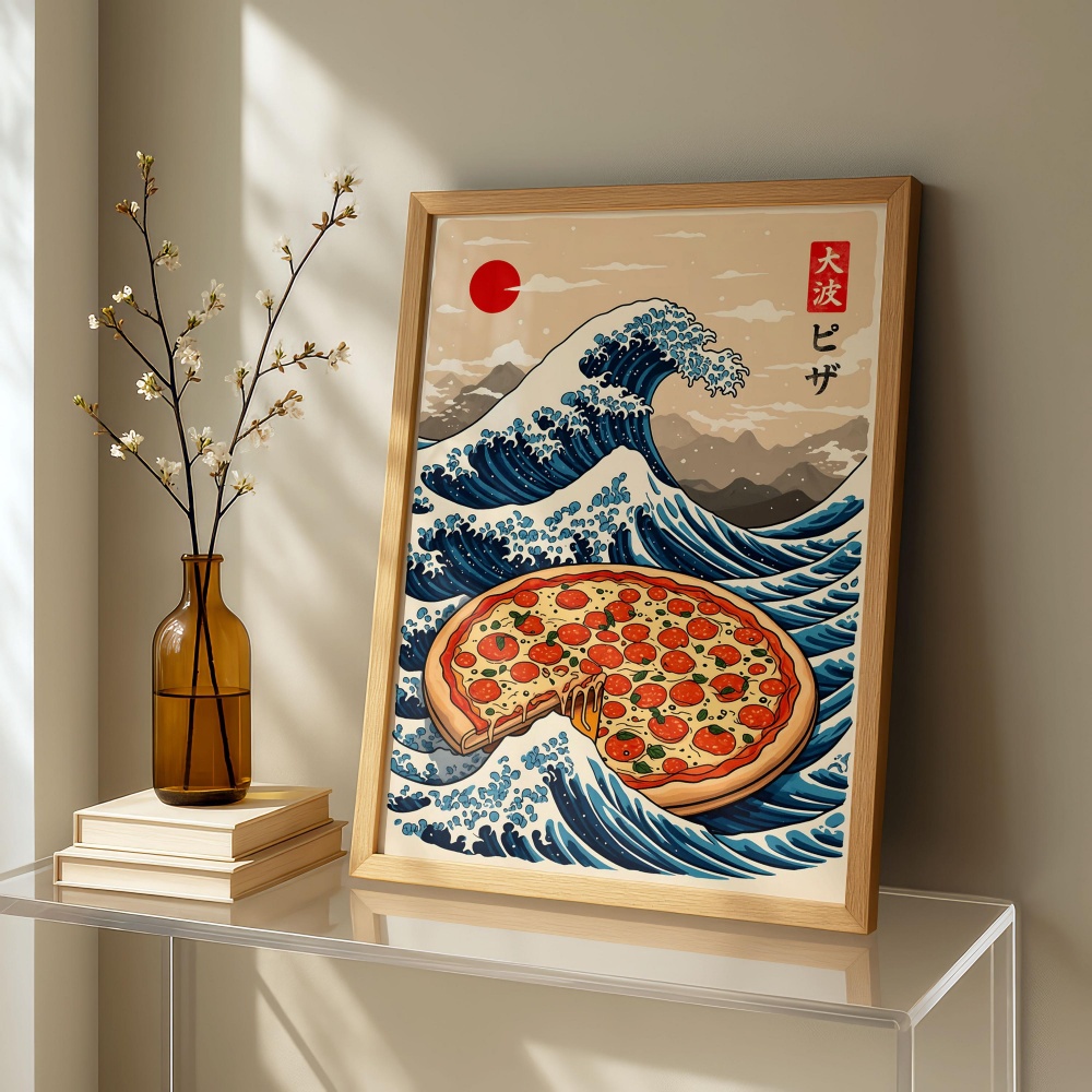 Japanese Pizza Wave Art Print  - Japanese Lifestyle And Food review and price