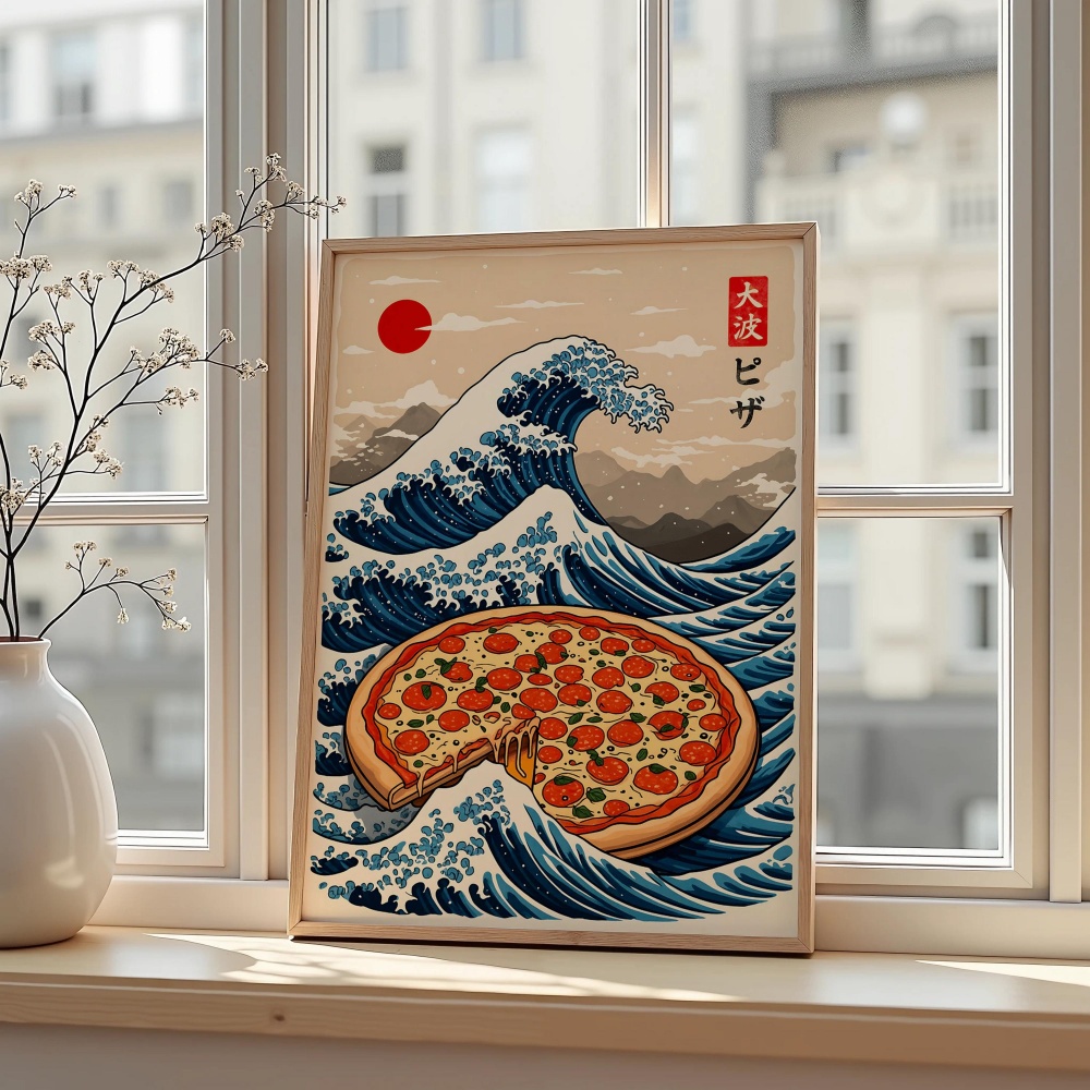 Japanese Pizza Wave Art Print  - Japanese Lifestyle And Food review and price