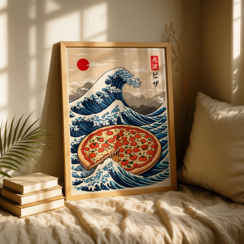 Japanese Pizza Wave Art Print  - Japanese Lifestyle And Food review and price