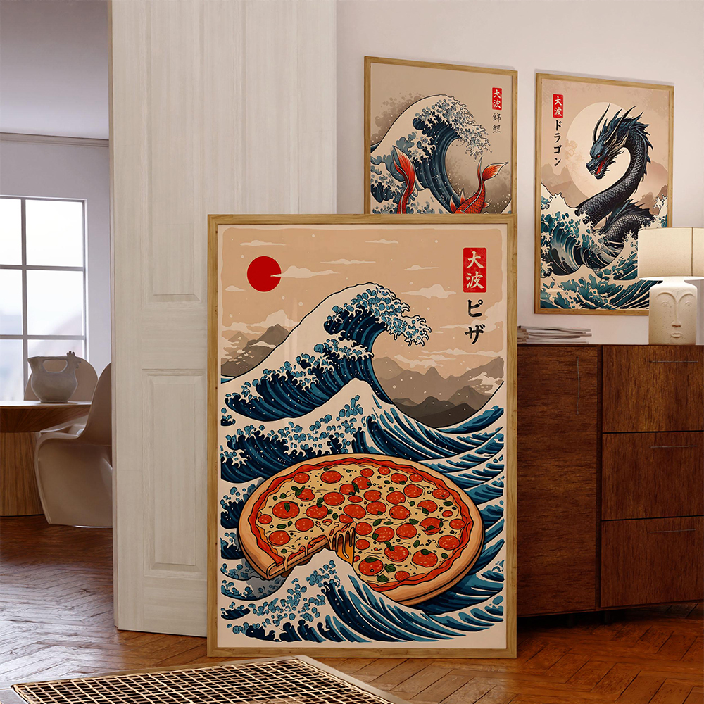 Japanese Pizza Wave Art Print  - Japanese Lifestyle And Food review and price