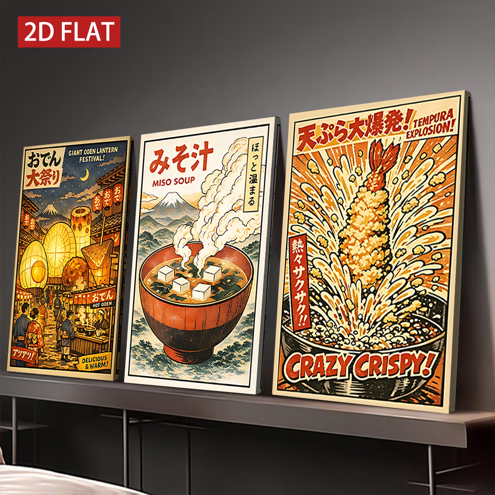 3 Counts Wooden Framed Canvas  - Japanese Lifestyle And Food review and price