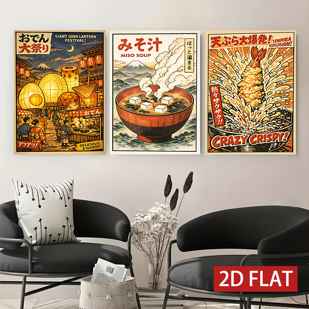 3 Counts Wooden Framed Canvas  - Japanese Lifestyle And Food review and price