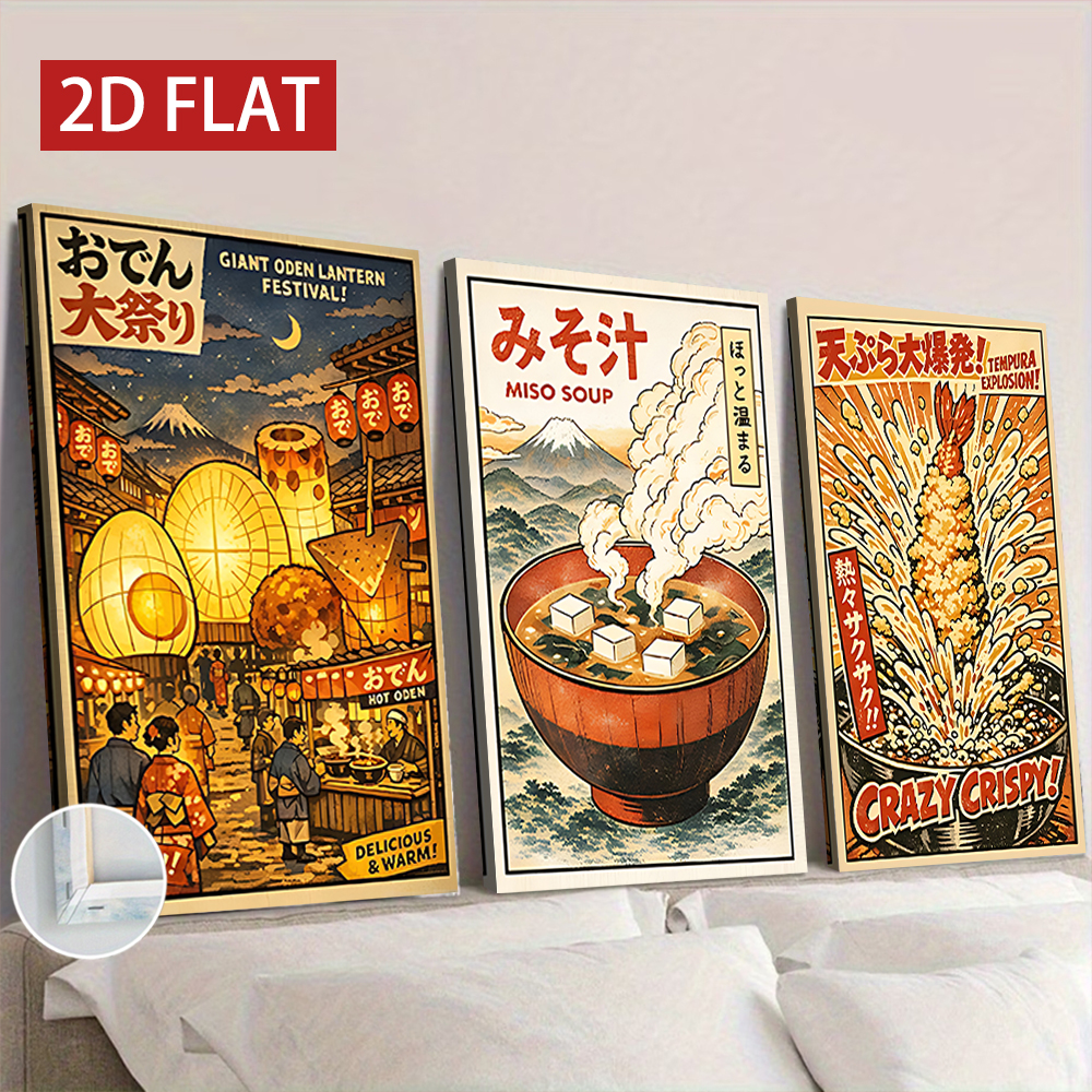 3 Counts Wooden Framed Canvas  - Japanese Lifestyle And Food review and price